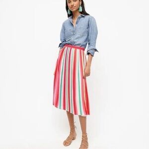 J. Crew Pleated Striped A-Line Skirt